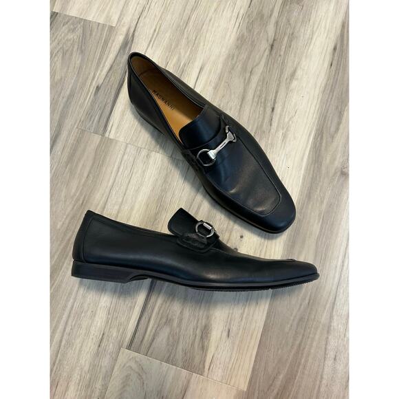 Magnanni Bit Black Leather Loafers Size 11 US Naza Bit Dress Shoes Silver Bit main image 8